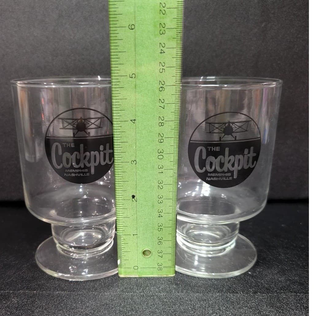Cockpit Ale Beer Clear Pedestal Glasses, Set of 2, Vintage Memphis Memorabilia - Thumbnail 9