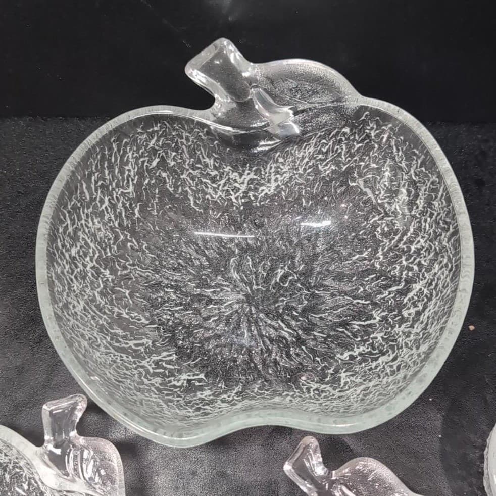 Ravenhead Bark Glass Apple Bowls, 5-Piece Serving Set, Vintage Textured Dishes - Thumbnail 3