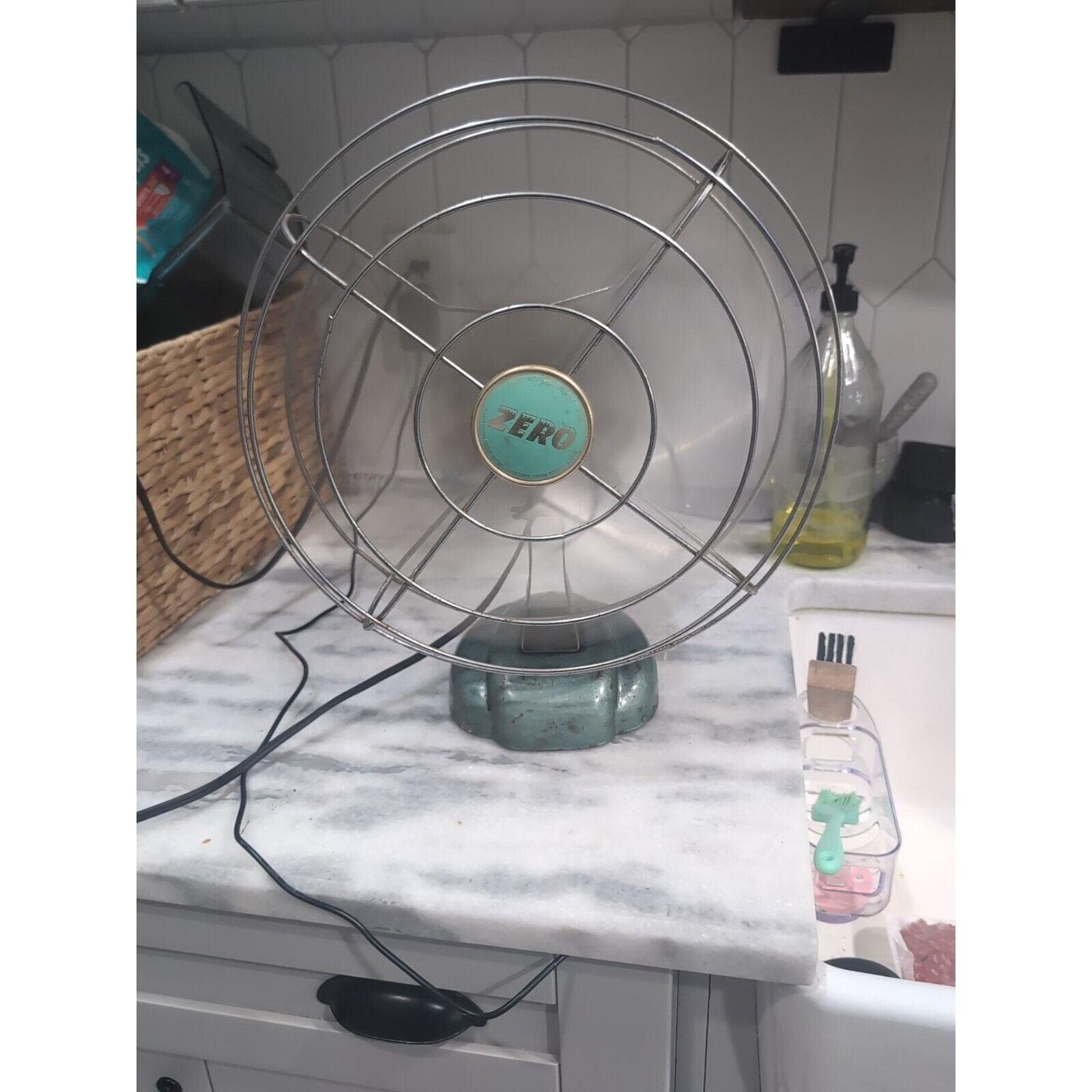 McGraw Zero Desk Fan #1275, Four Blade Metal Cage, Vintage Art Deco Office Decor - Thumbnail 10