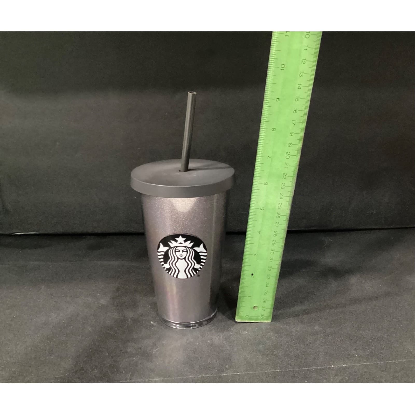 Starbucks Grande White Glitter & Silver Glitter Black Coffee Cup Tumblers 16 oz - Thumbnail 6