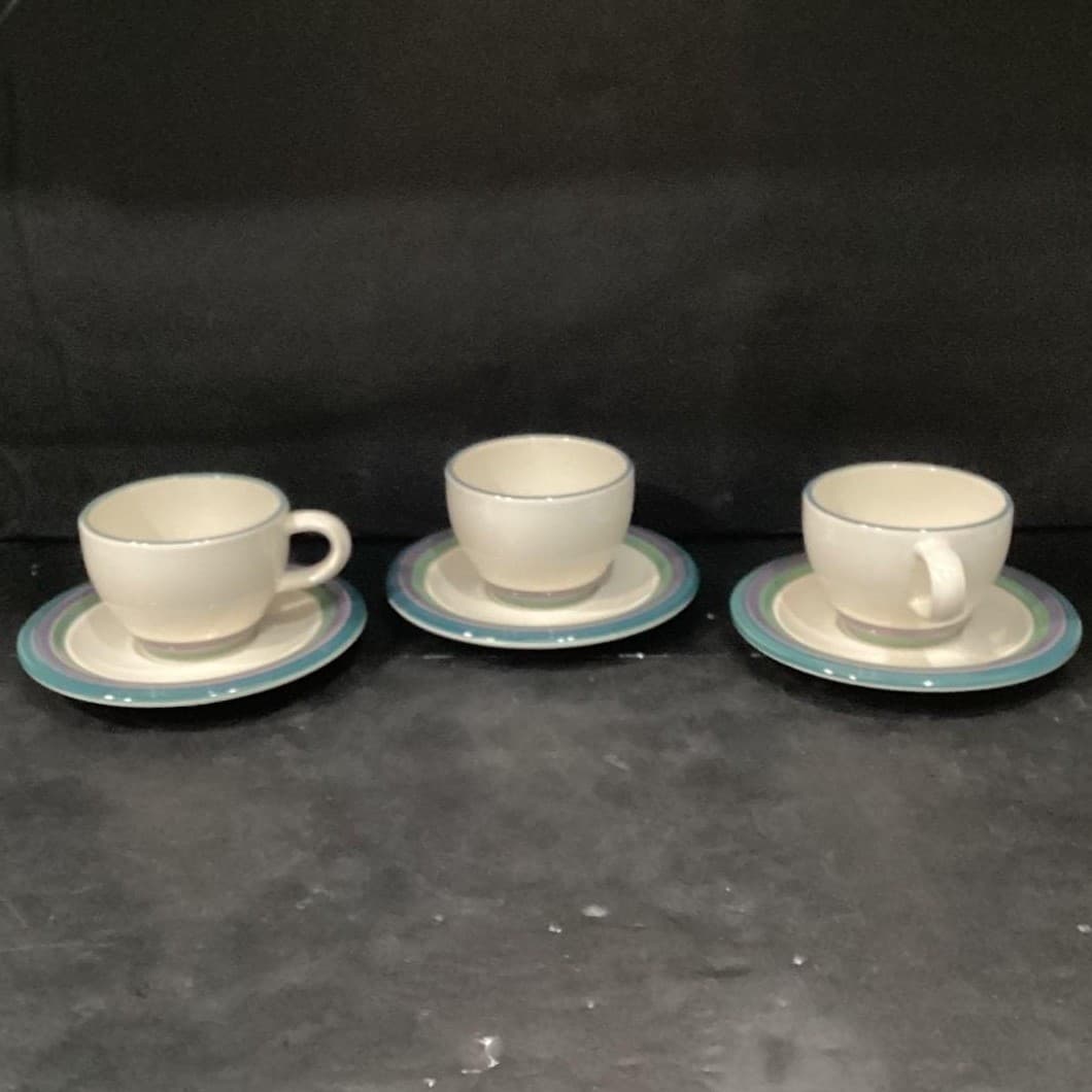 Pfaltzgraff Mountain Shadow Teacup & Saucers, Set of 3, Vintage Tableware - Thumbnail 2