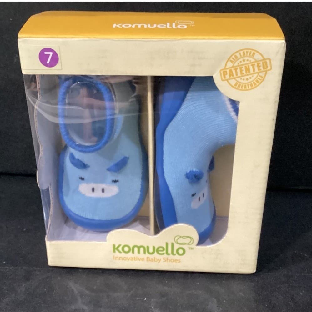 Komuello Piglet Blue Baby Shoes, Size 7 18-30M, Slip Resistant, Breathable, New - Thumbnail 4