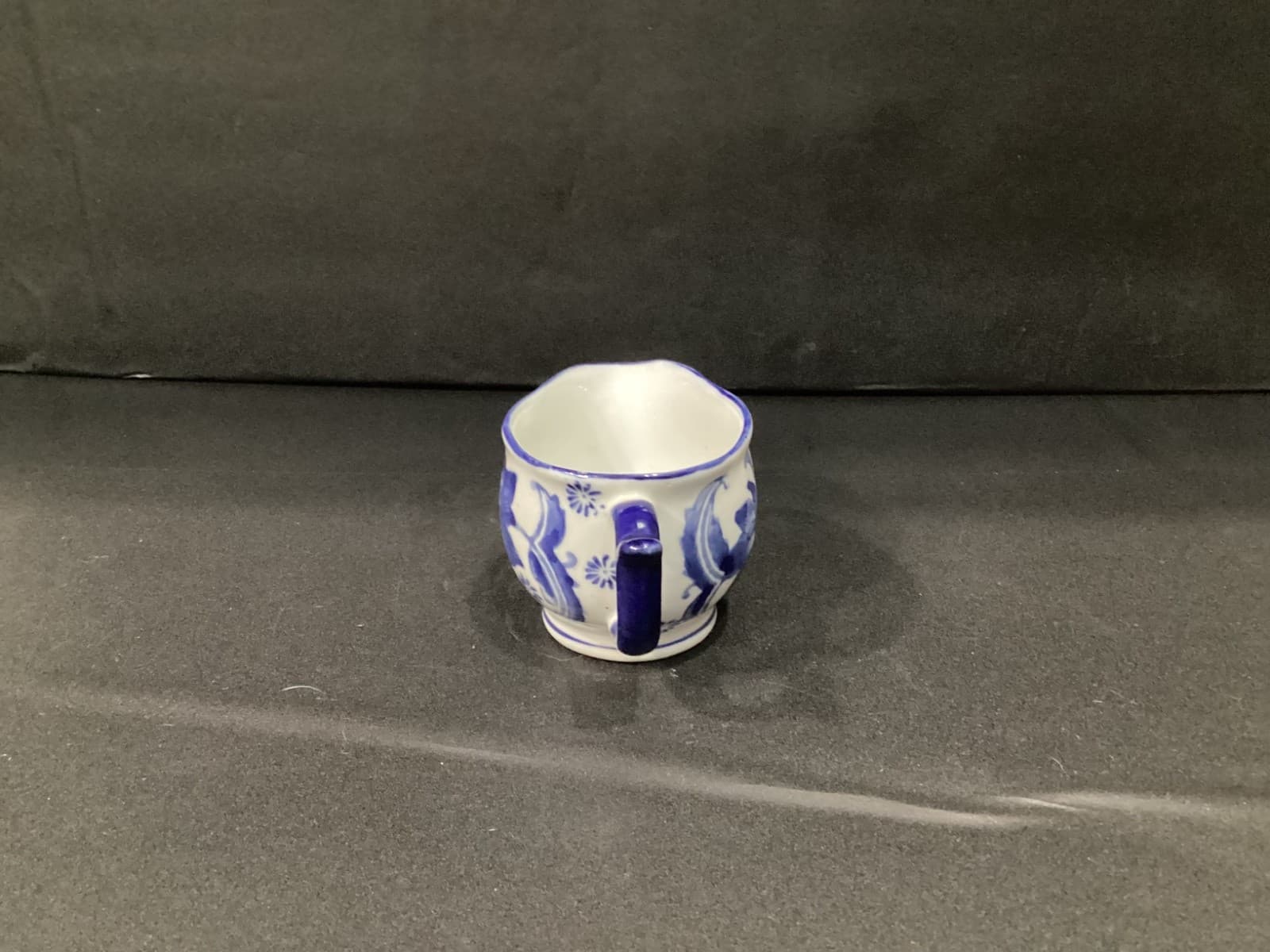 Lotus Floral Blue & White Ceramic Creamer Made In China Vintage Chinese - Thumbnail 10