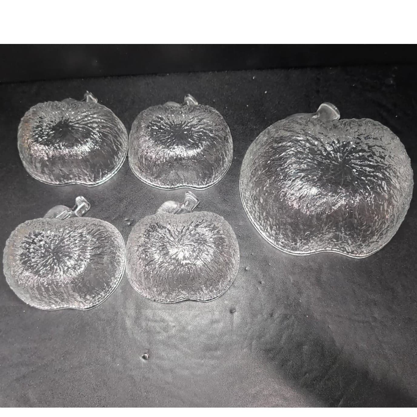 Ravenhead Bark Glass Apple Bowls, 5-Piece Serving Set, Vintage Textured Dishes - Thumbnail 5