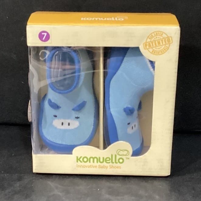 Komuello Piglet Blue Baby Shoes, Size 7 18-30M, Slip Resistant, Breathable, New - Thumbnail 2