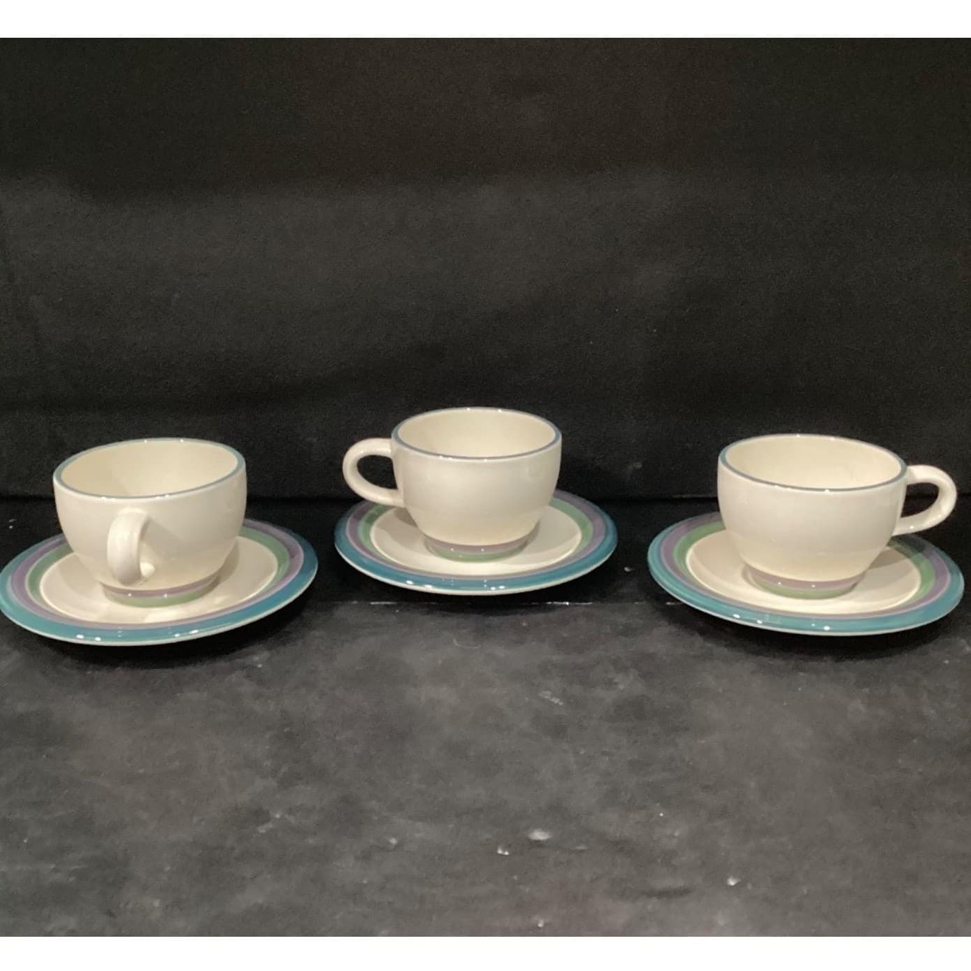 Pfaltzgraff Mountain Shadow Teacup & Saucers, Set of 3, Vintage Tableware - Thumbnail 3