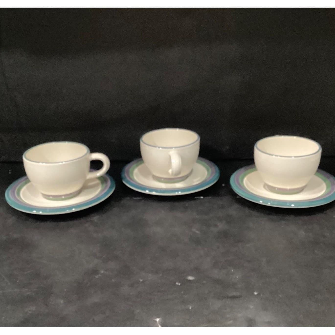 Pfaltzgraff Mountain Shadow Teacup & Saucers, Set of 3, Vintage Tableware - Thumbnail 4