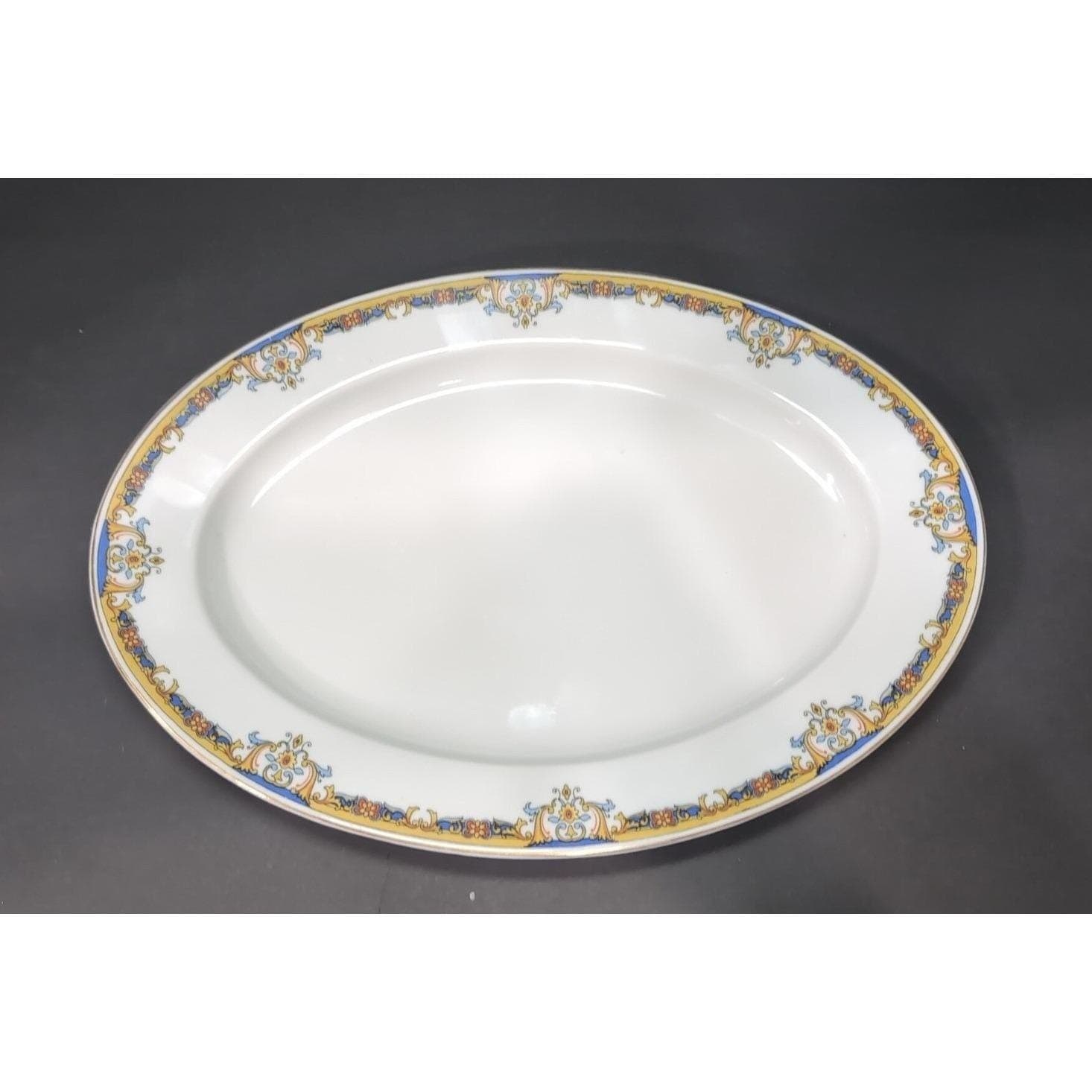 Epiag Elyrian Blue Gold Oval Platter, Bohemian Art Deco Era, Replacement Serving - Thumbnail 3
