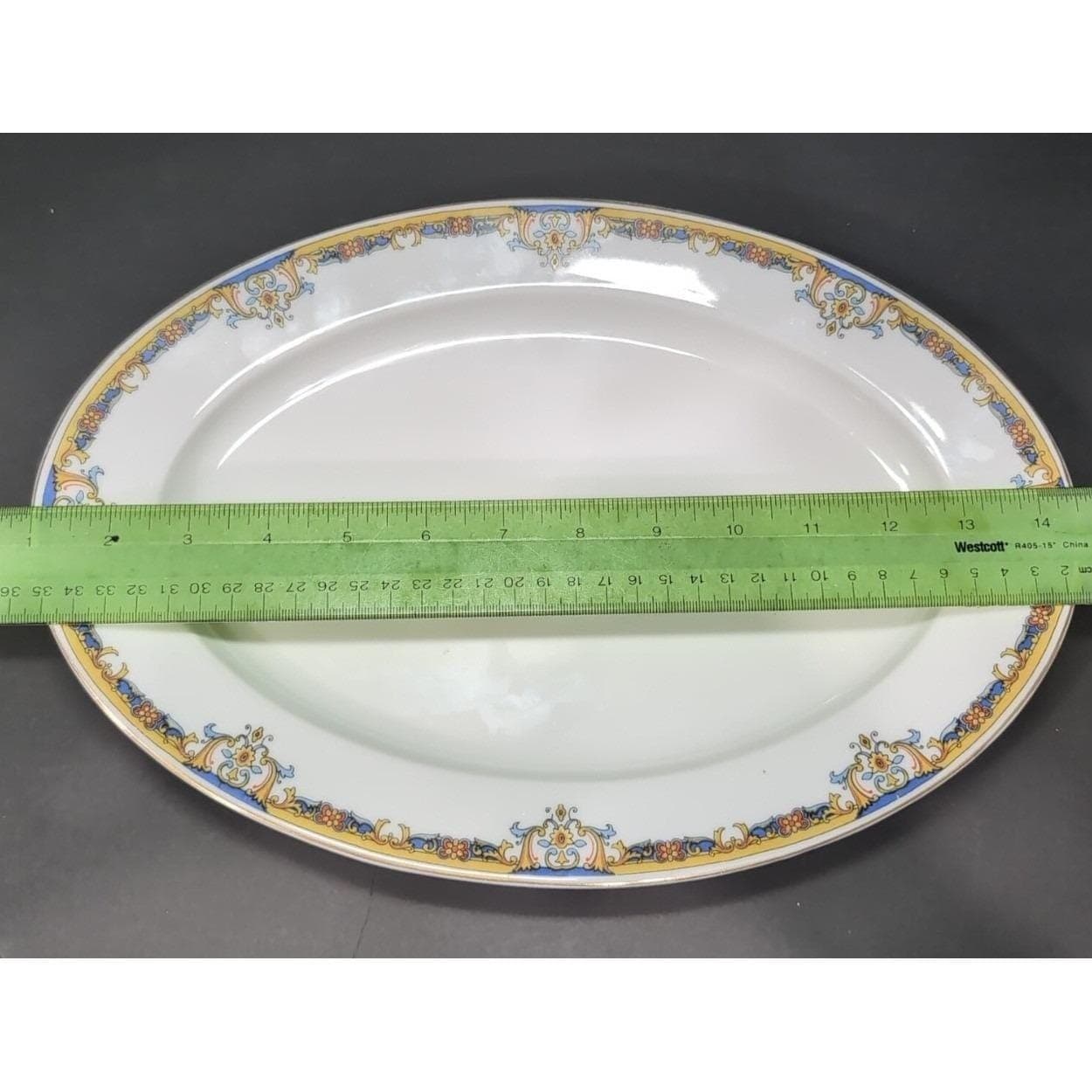 Epiag Elyrian Blue Gold Oval Platter, Bohemian Art Deco Era, Replacement Serving - Thumbnail 6