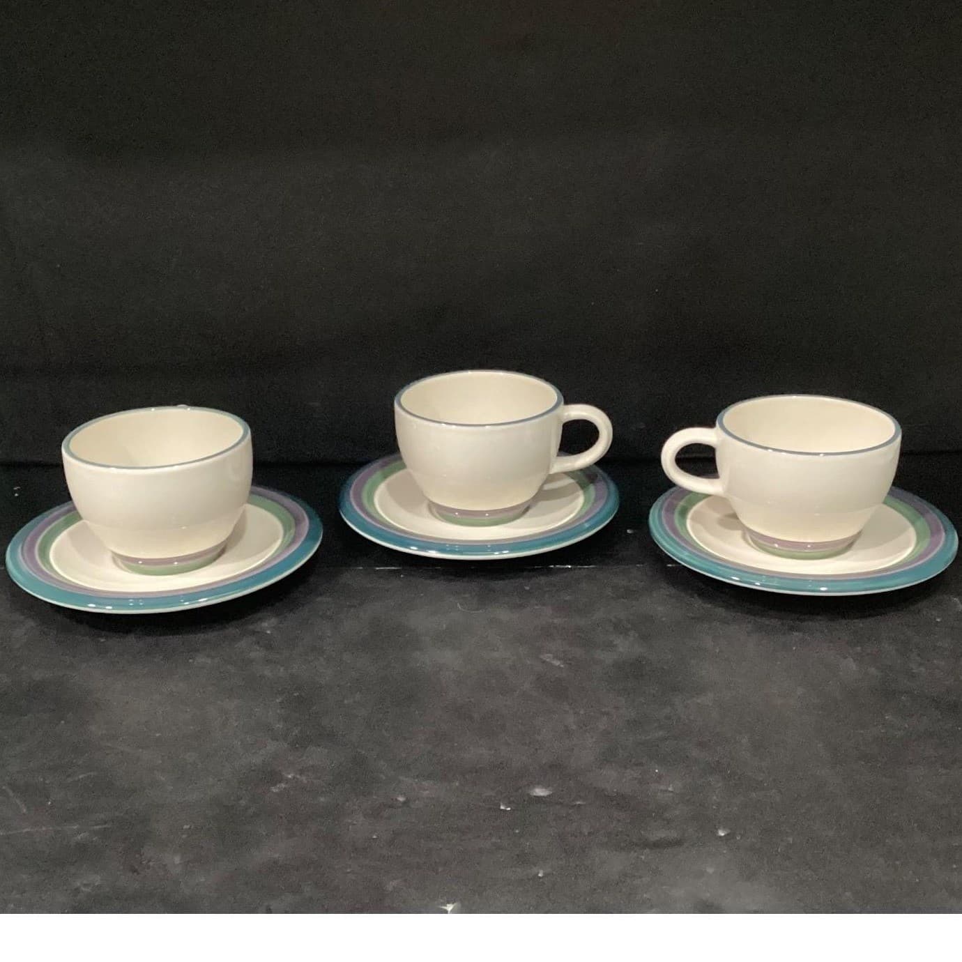 Pfaltzgraff Mountain Shadow Teacup & Saucers, Set of 3, Vintage Tableware - Thumbnail 5
