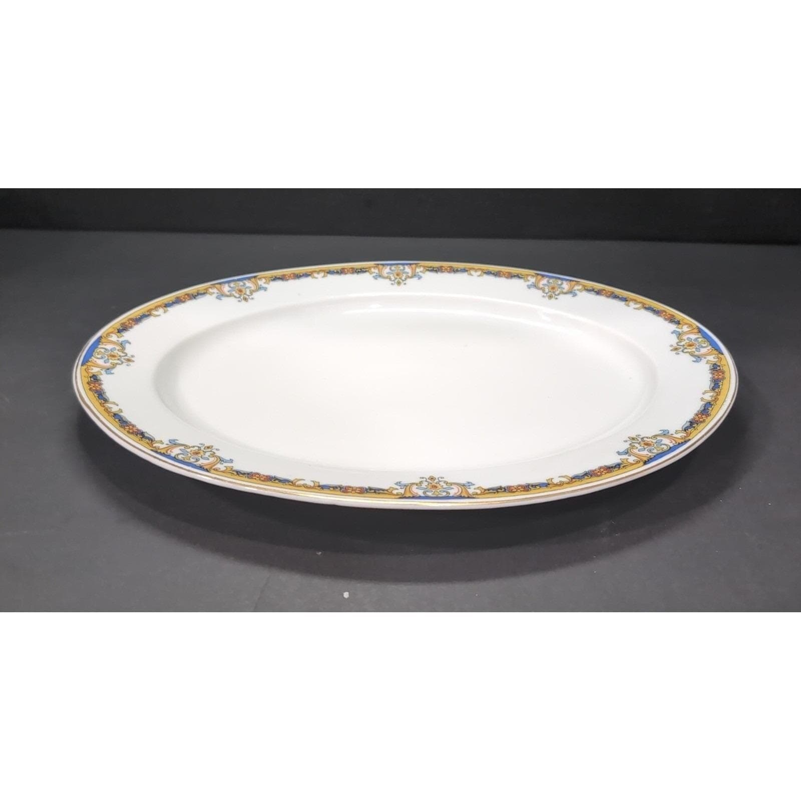 Epiag Elyrian Blue Gold Oval Platter, Bohemian Art Deco Era, Replacement Serving - Thumbnail 2