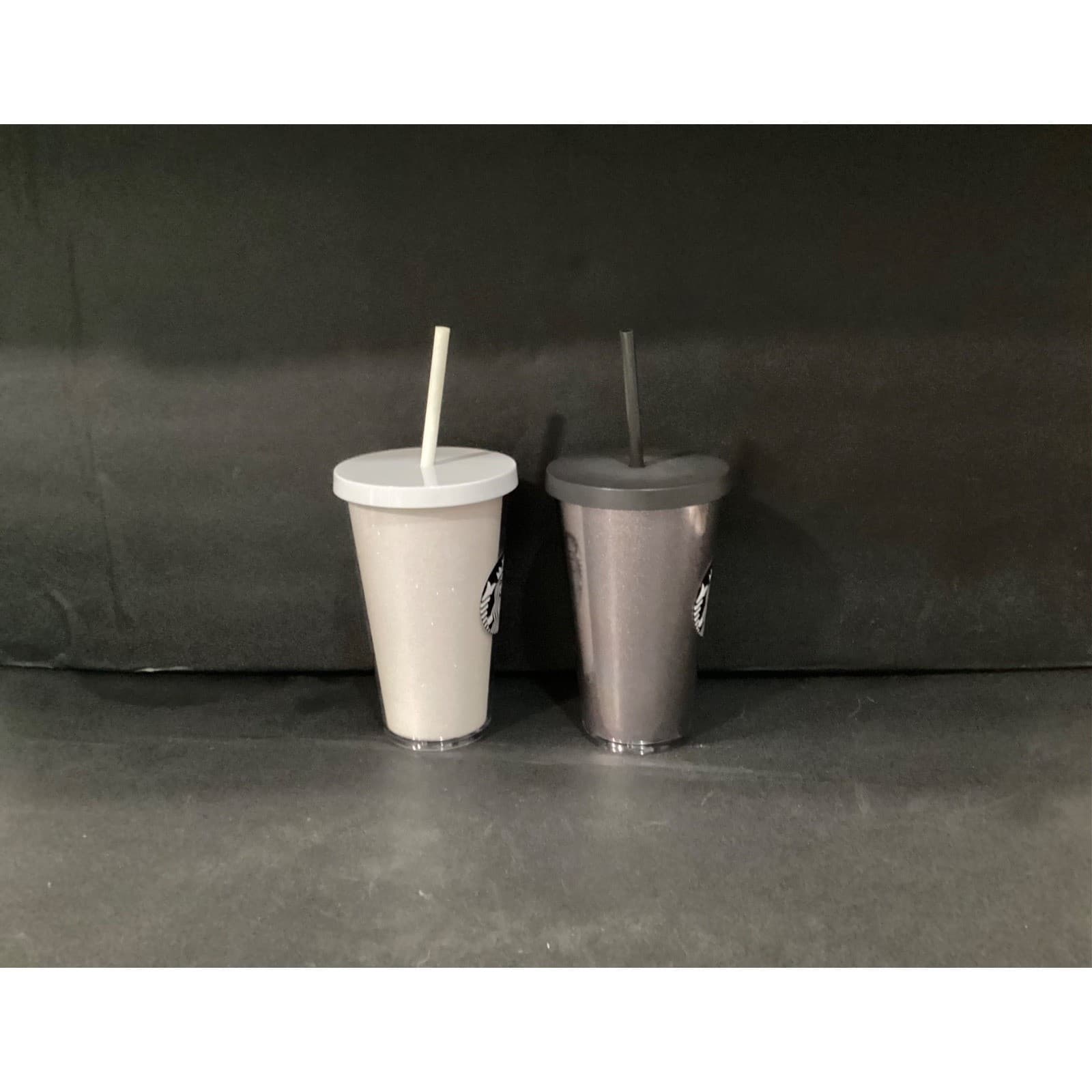 Starbucks Grande White Glitter & Silver Glitter Black Coffee Cup Tumblers 16 oz - Thumbnail 8