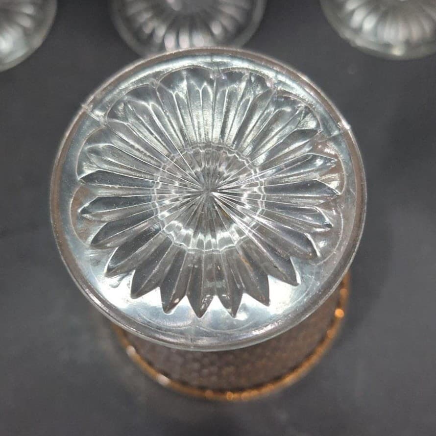 Czech Bohemia Cut Crystal Wine Goblets, Set of 6, Gold Rimmed Glasses, Stemware - Thumbnail 8