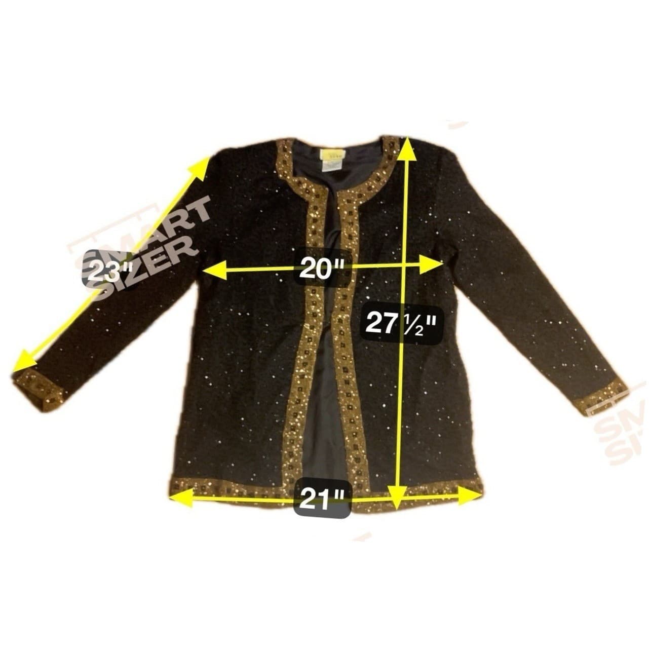 Stenay Vintage Black Silk Beaded Sequin Evening Jacket, Gold Trim, Woman's Small - Thumbnail 2