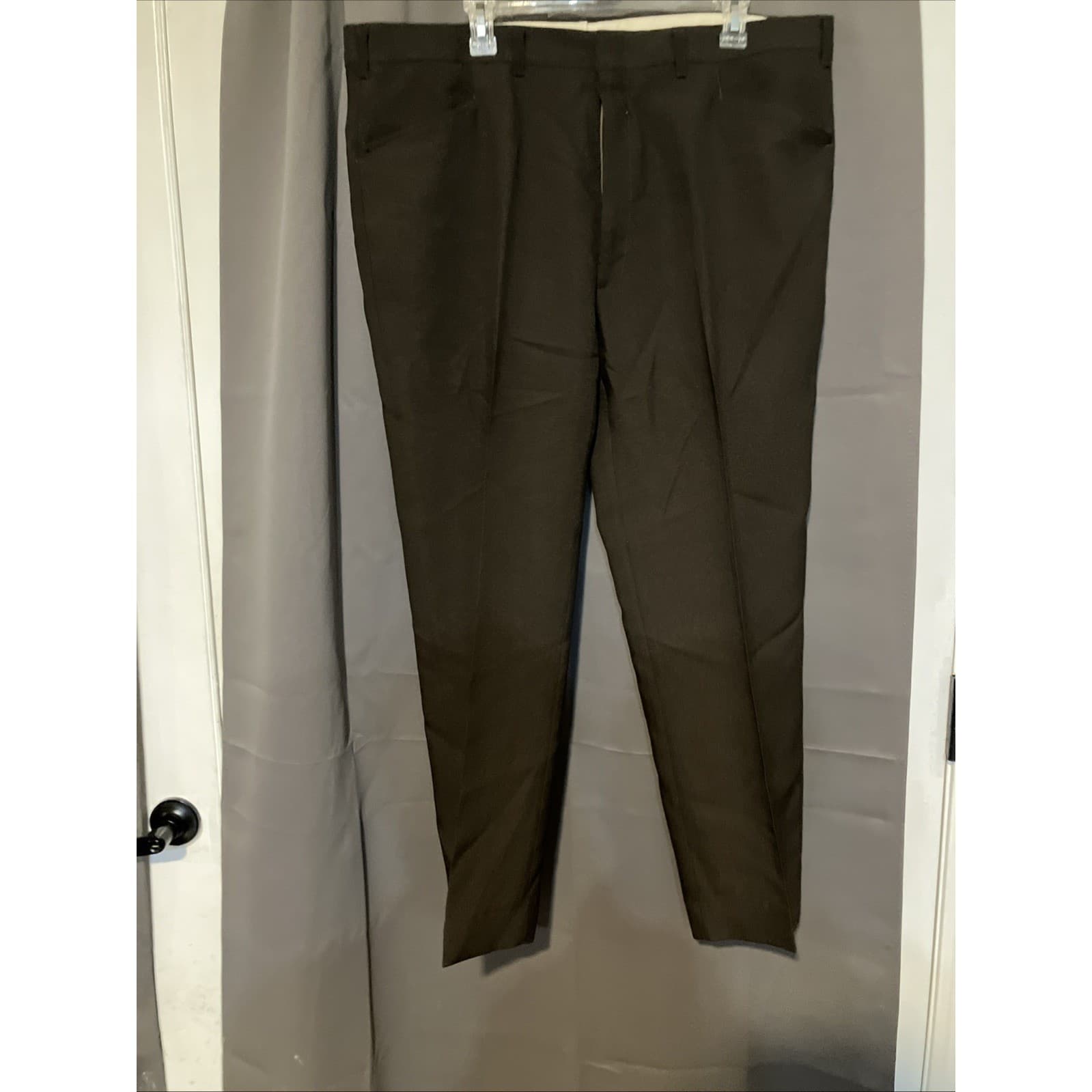 Haggar Brown Vintage Straight Leg Dress Pants, Flat Front Slacks, Woman's 2XL - Thumbnail 3