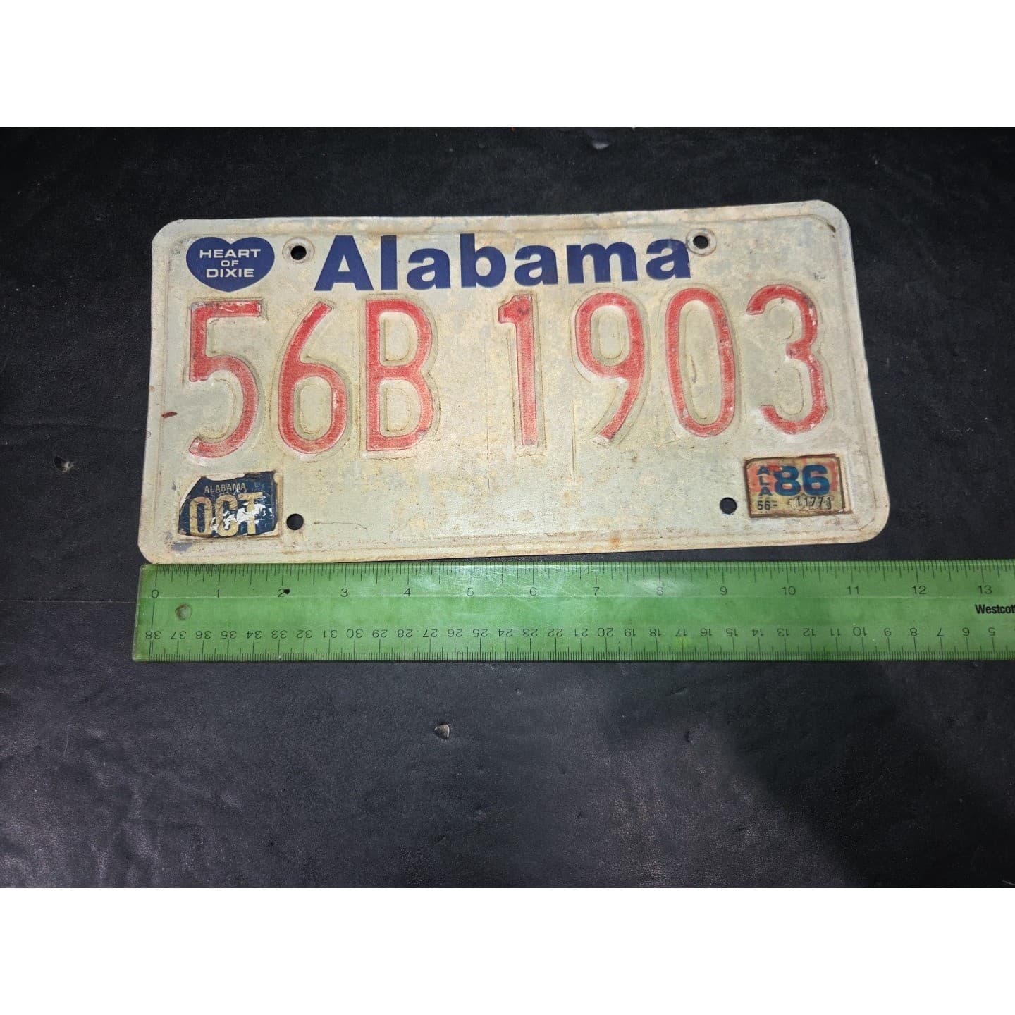Alabama License Plate 56B 1903, Heart of Dixie, Vintage 1986 Metal - Thumbnail 4