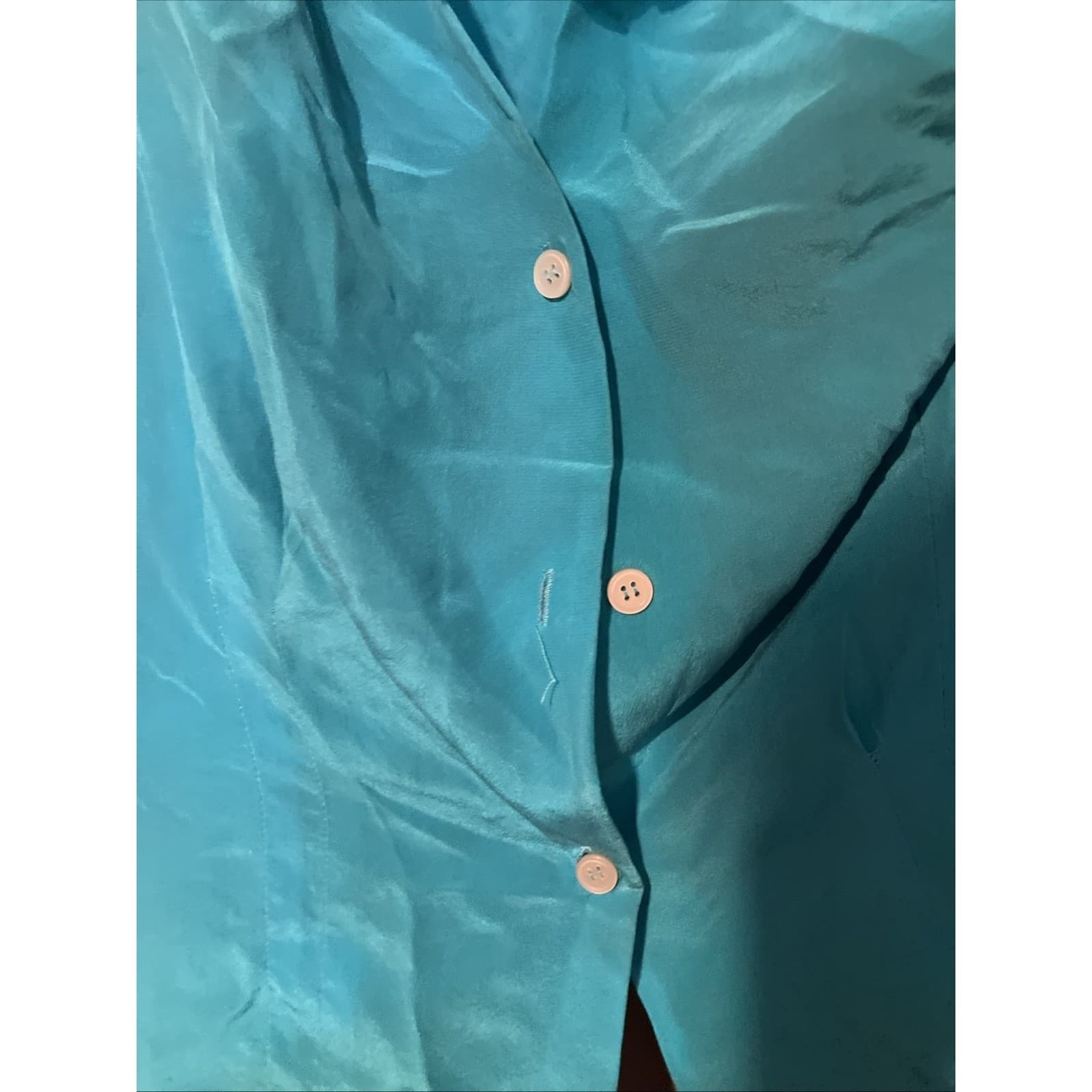 Nicole Blake Petites Blue Vintage Short Sleeve Button Back Blouse, Woman's 12P - Thumbnail 6