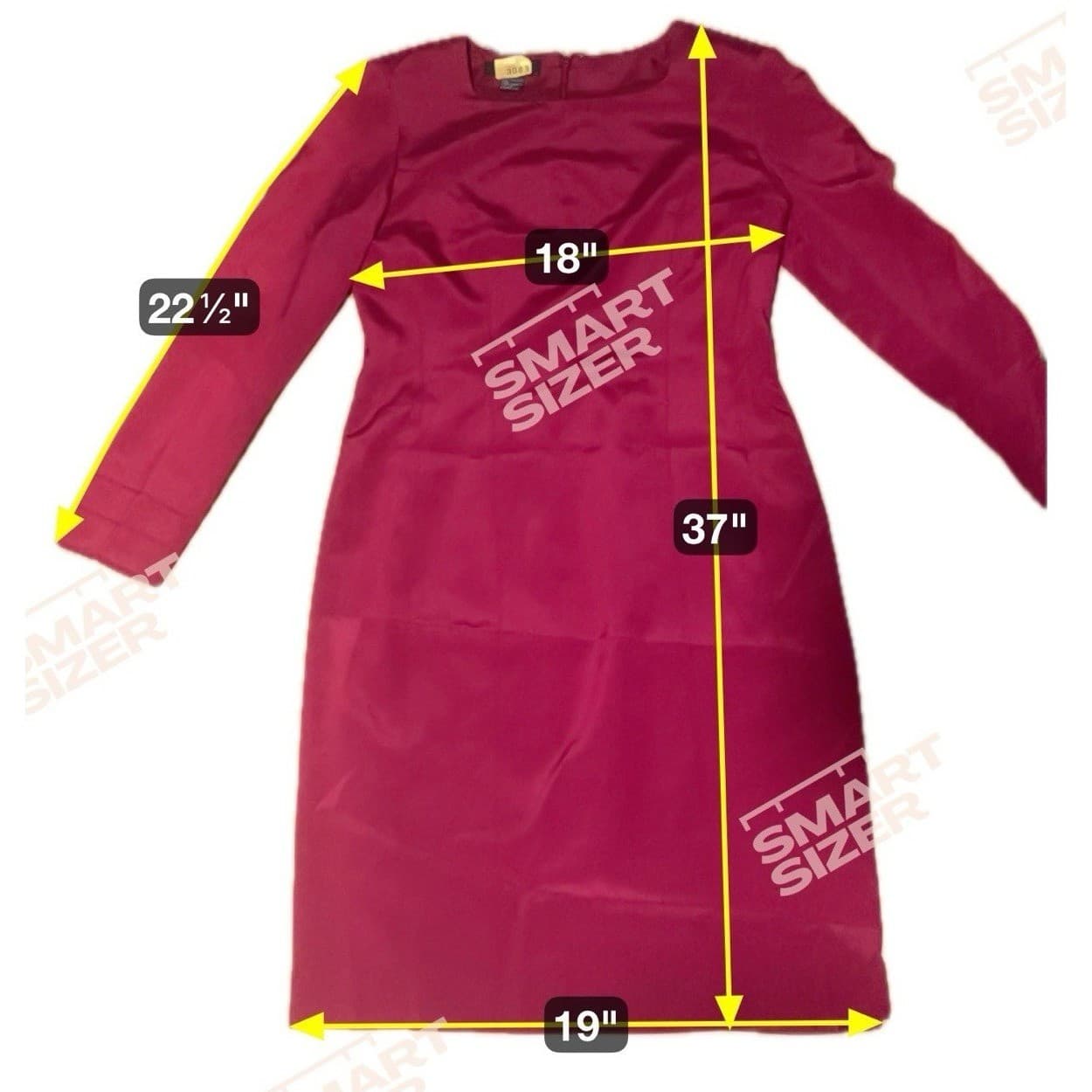 Gillian Red Long Sleeve Sheath Dress, Square Neck, Woman's Size 6, 100% Silk - Thumbnail 2