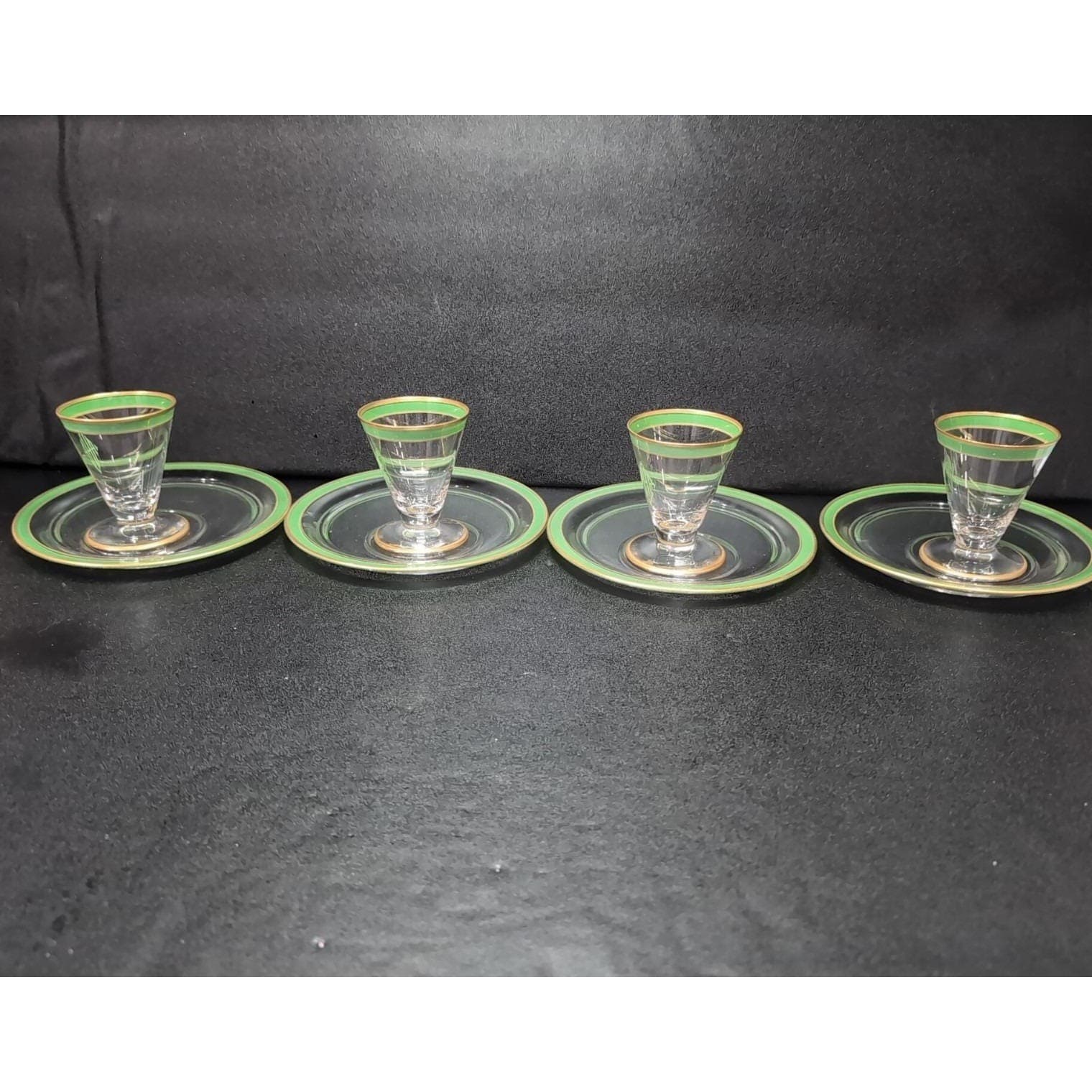 Mid-Century Modern Snack Plates, Set of 4, Vintage Gold Trim Decor, Tableware - Thumbnail 3