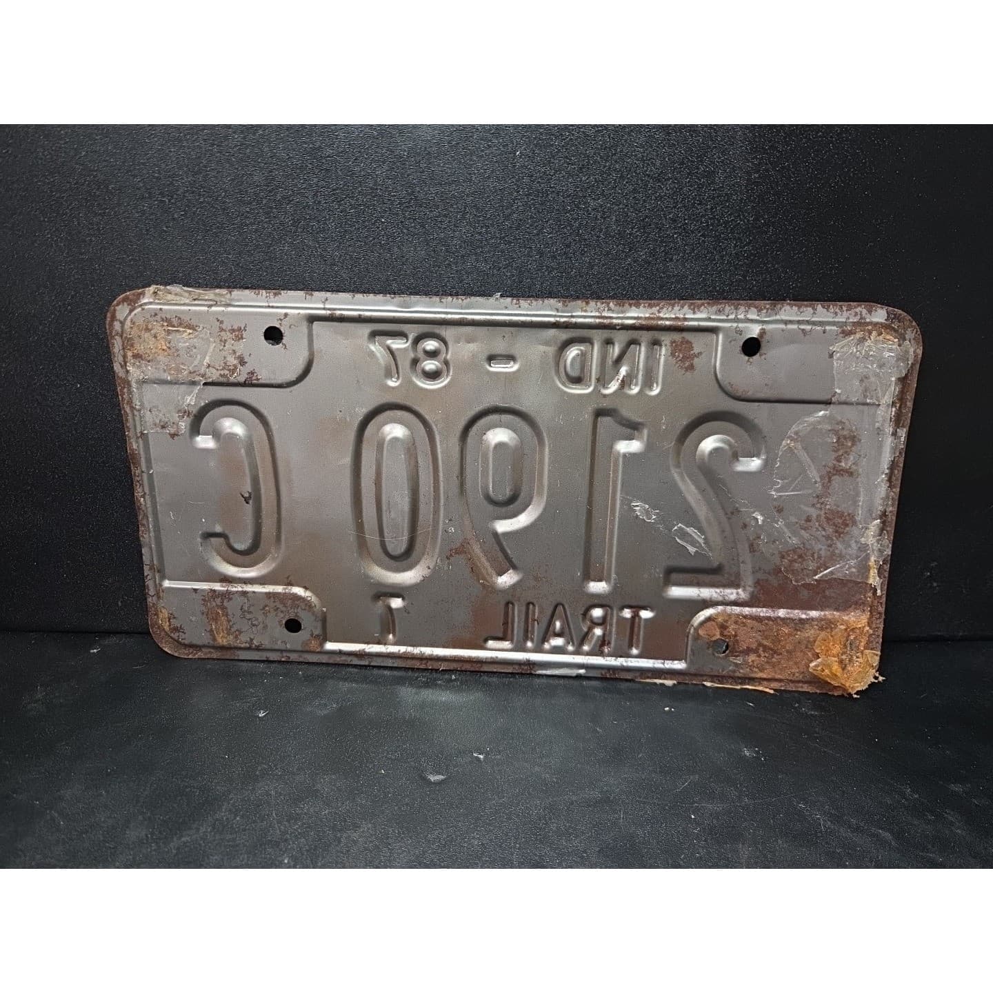 Indiana License Plate 2190 C, Trail 7 Metal Rustic Garage Decor, Vintage 1987 - Thumbnail 2