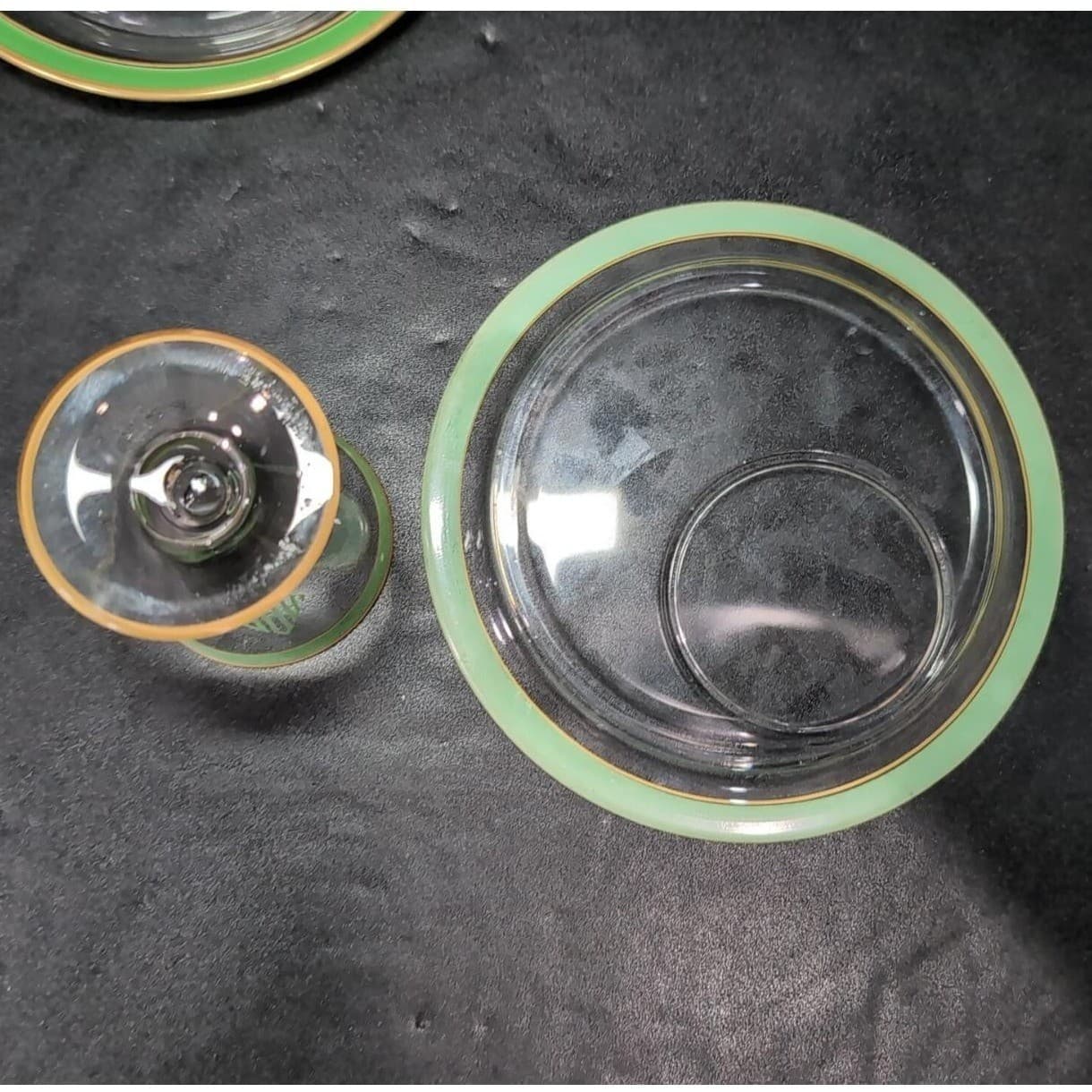 Mid-Century Modern Snack Plates, Set of 4, Vintage Gold Trim Decor, Tableware - Thumbnail 9