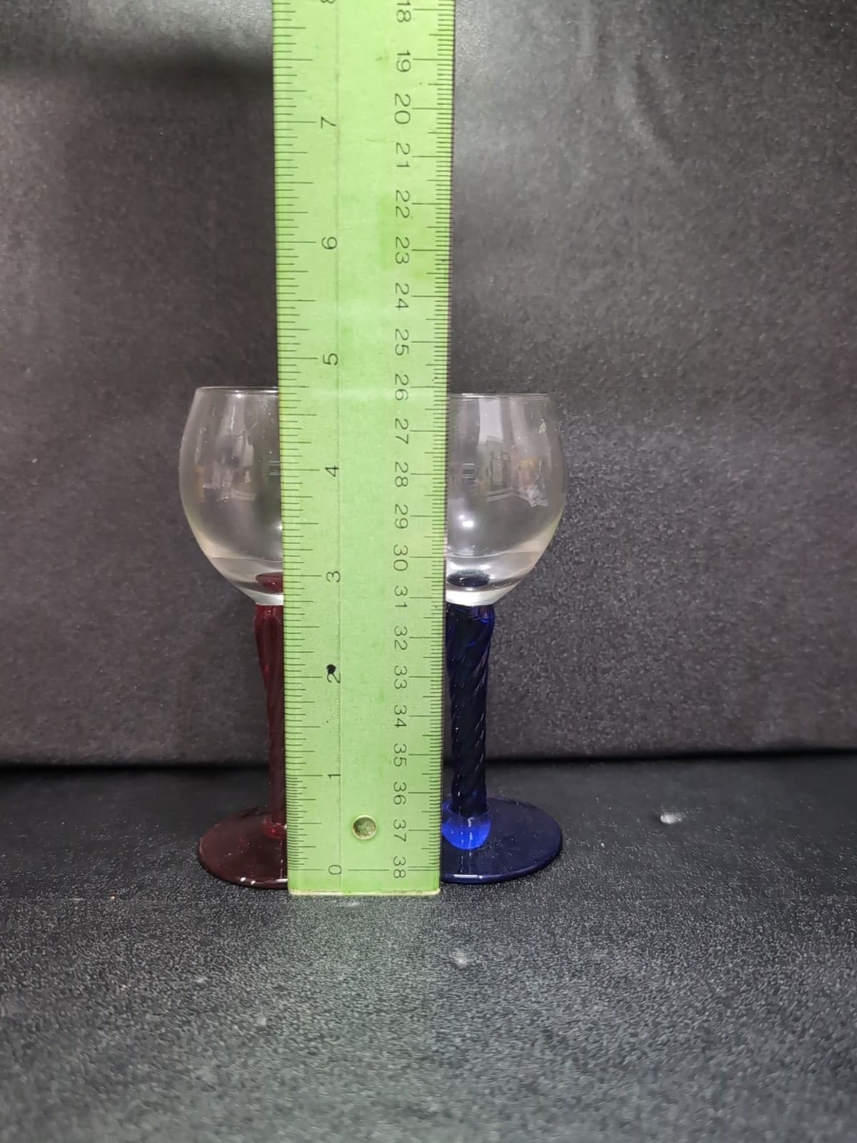 Bombay Twisted Stem Cordials, Cobalt Blue and Ruby Red Glasses, Vtg Shot Glasses - Thumbnail 8
