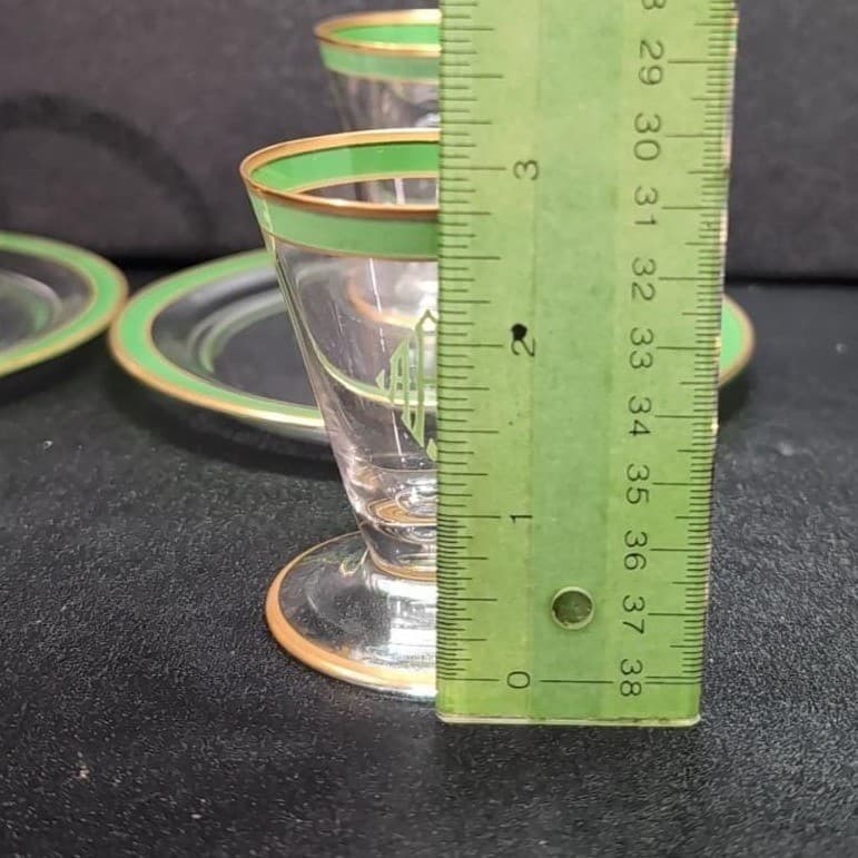 Mid-Century Modern Snack Plates, Set of 4, Vintage Gold Trim Decor, Tableware - Thumbnail 11