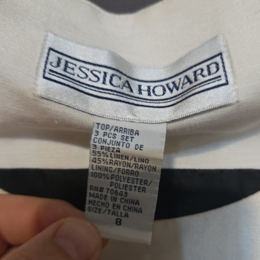 Jessica Howard Black Cream Jacket and Shell Top, 2 Piece Set, Women's Size 8 - Thumbnail 8