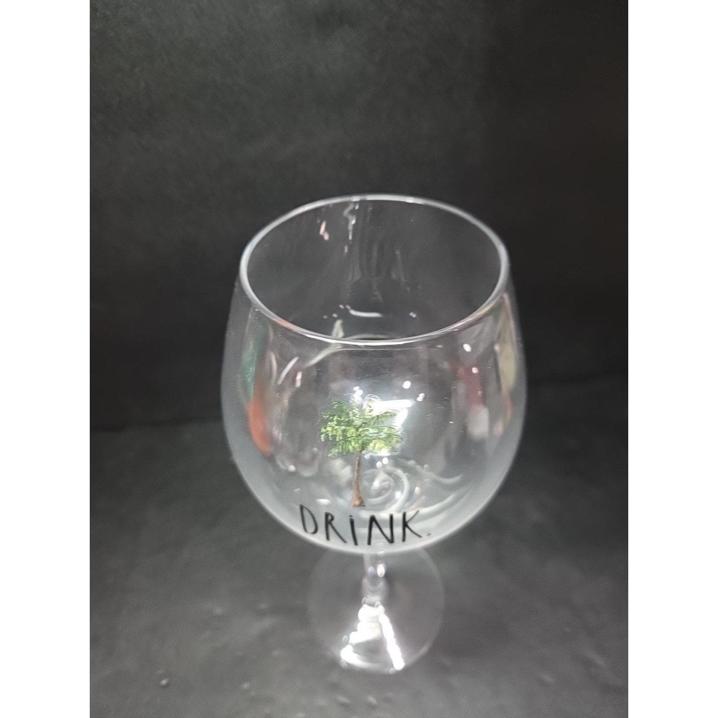 Rae Dunn Palm Tree Wine Glass, Large 22oz Balloon Stemware Tropical Beachy Decor - Thumbnail 5
