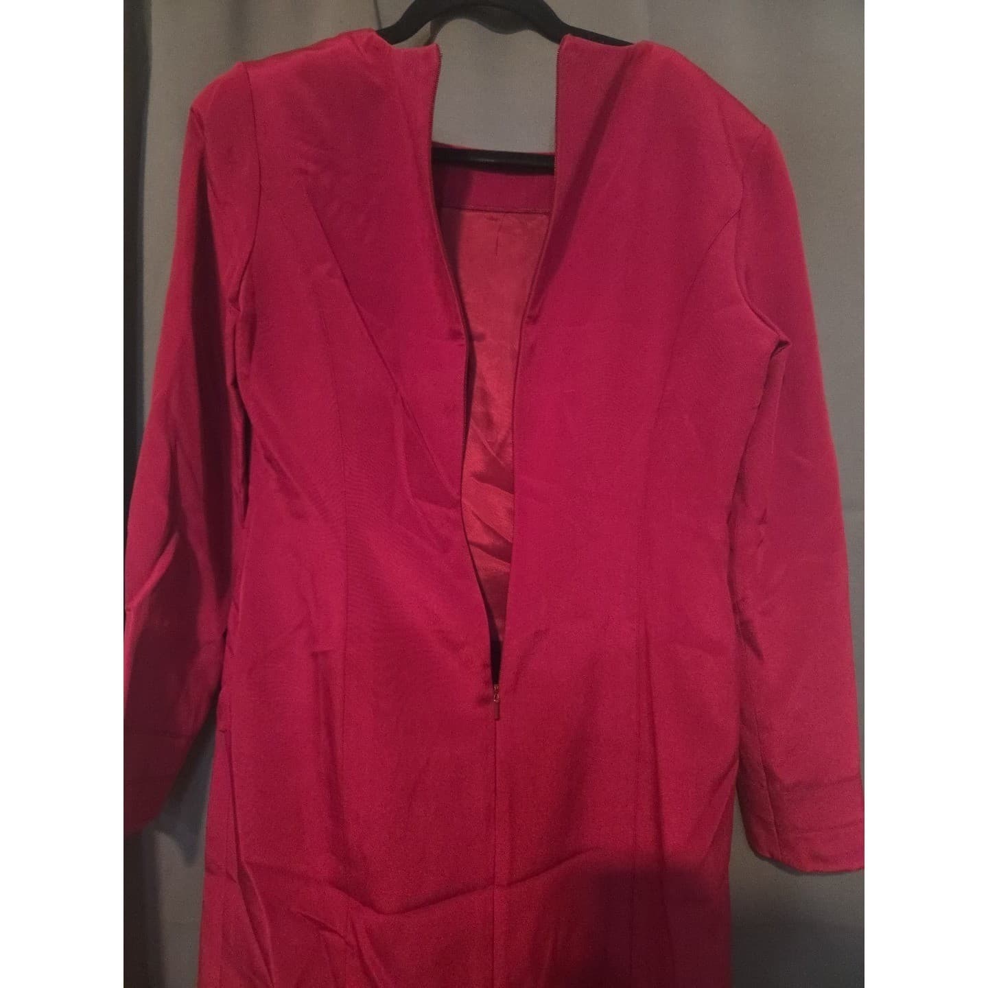 Gillian Red Long Sleeve Sheath Dress, Square Neck, Woman's Size 6, 100% Silk - Thumbnail 7