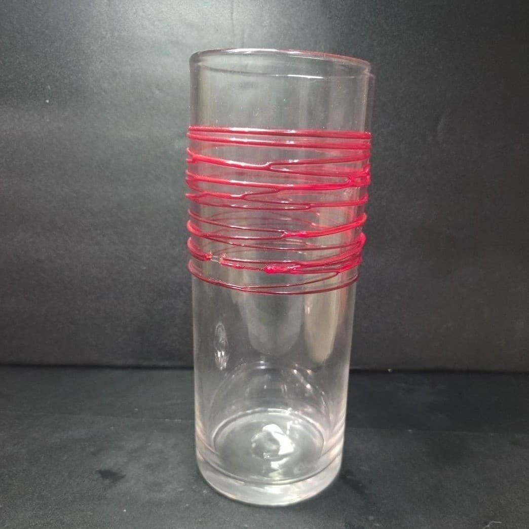 Pier 1 Imports Red Swirline Glass Vase, Vintage Handcrafted Flower Display, Flaw - Thumbnail 4