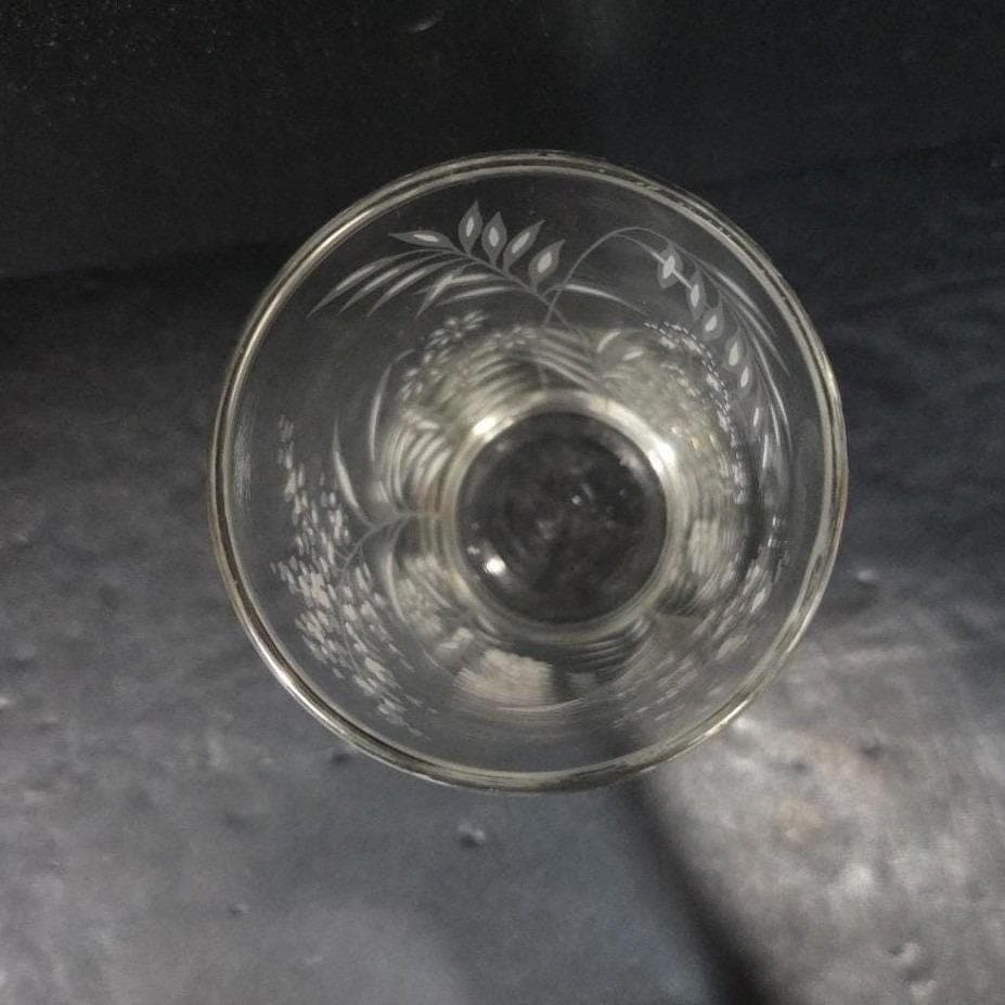 Libbey Etched White Wild Flowers Glass Tumbler, Silver Rim Barware, Glassware - Thumbnail 5