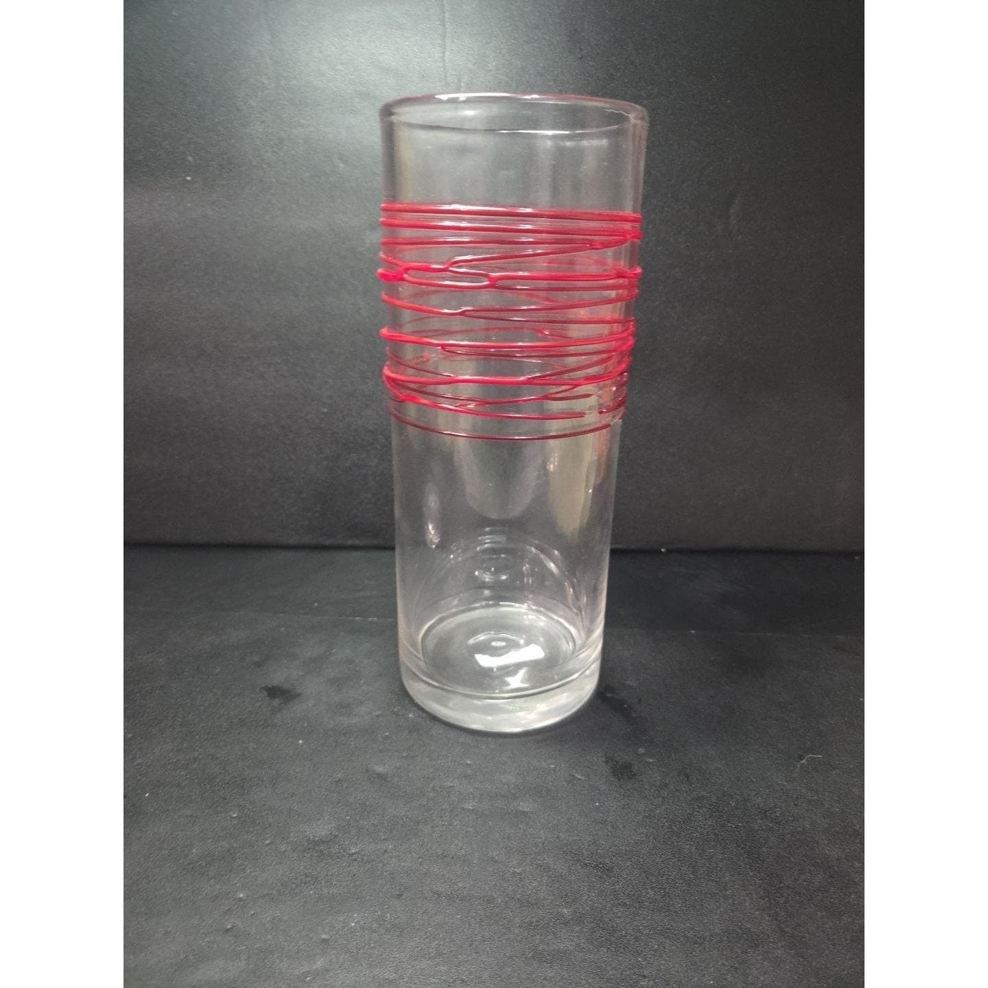 Pier 1 Imports Red Swirline Glass Vase, Vintage Handcrafted Flower Display, Flaw - Thumbnail 5