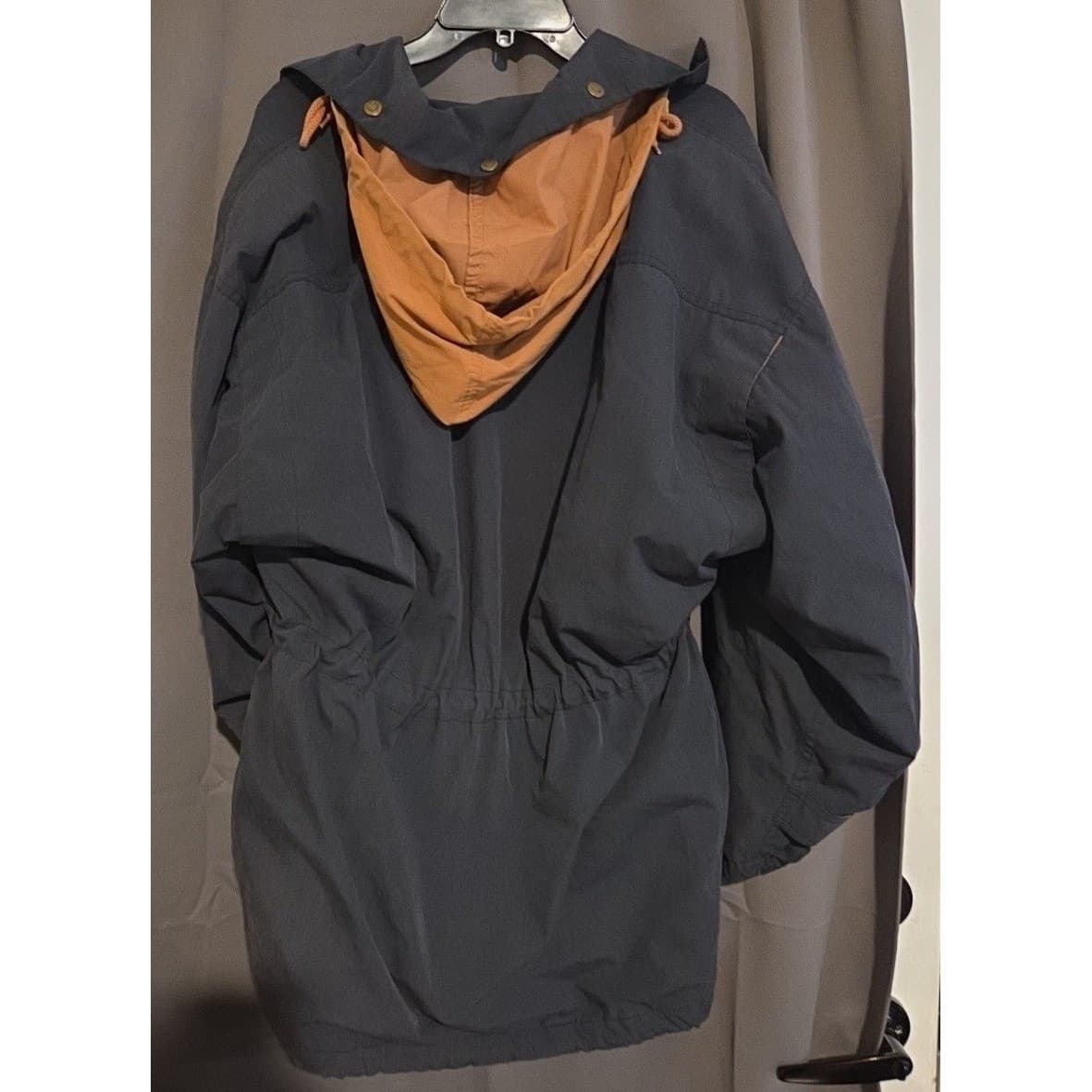 The Limited Men Navy Blue Hooded Parka Jacket Tan Trim Utility Field Coat Medium - Thumbnail 4