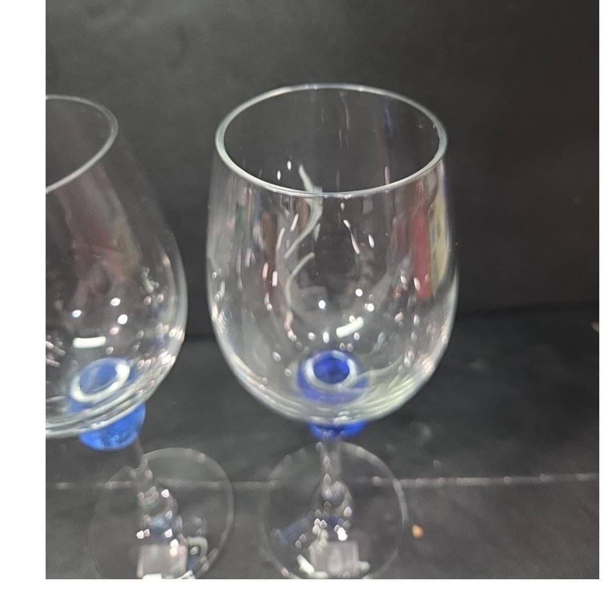 Riverside Studios Handmade Wine Glasses, Set of 2, Cobalt Blue Ice Stemware - Thumbnail 6