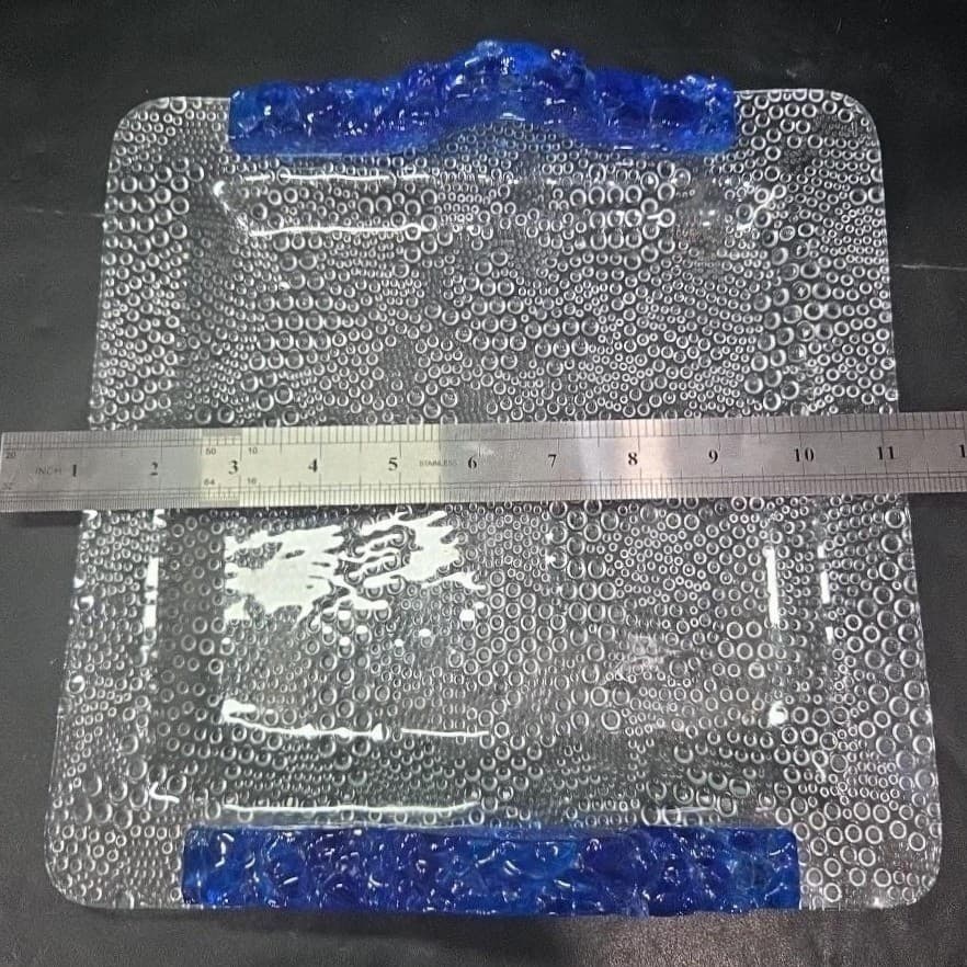 Riverside Studios Handmade Tray, Cobalt Blue Handles, Textured Bubble Platter - Thumbnail 11