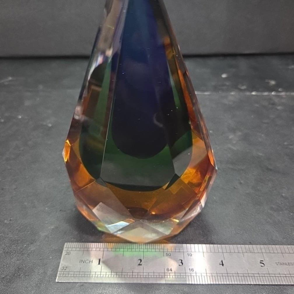 Alessandro Mandruzzato Italian Murano Diamond Faceted Sommerso Glass Figurine - Thumbnail 9