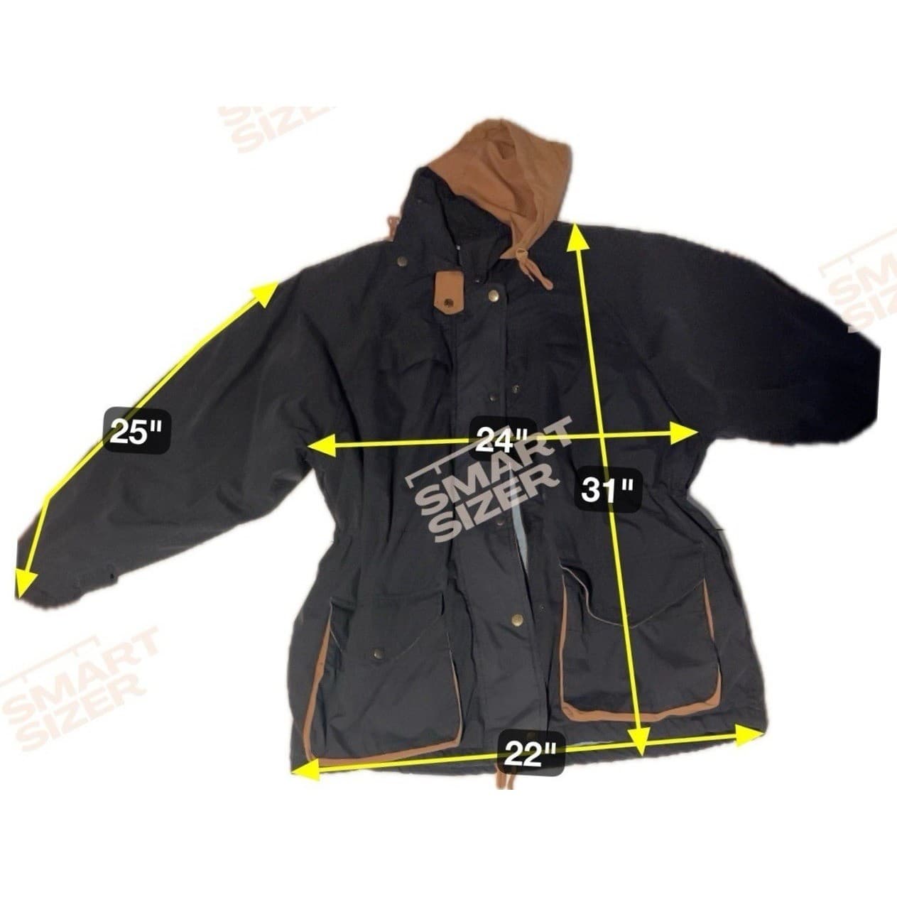 The Limited Men Navy Blue Hooded Parka Jacket Tan Trim Utility Field Coat Medium - Thumbnail 2