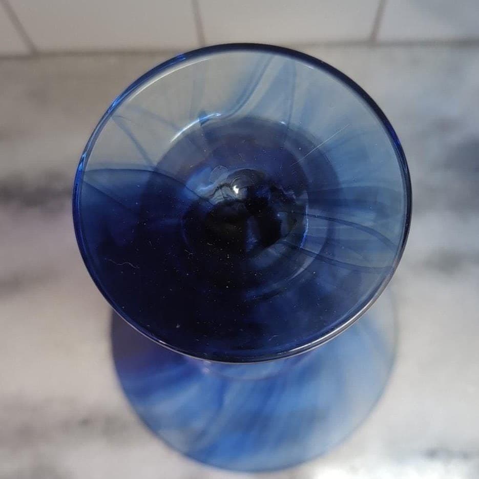 Libbey Cobalt Blue Martini Glasses, Set of 2, Stemware, Marbelique Swirl Design - Thumbnail 8