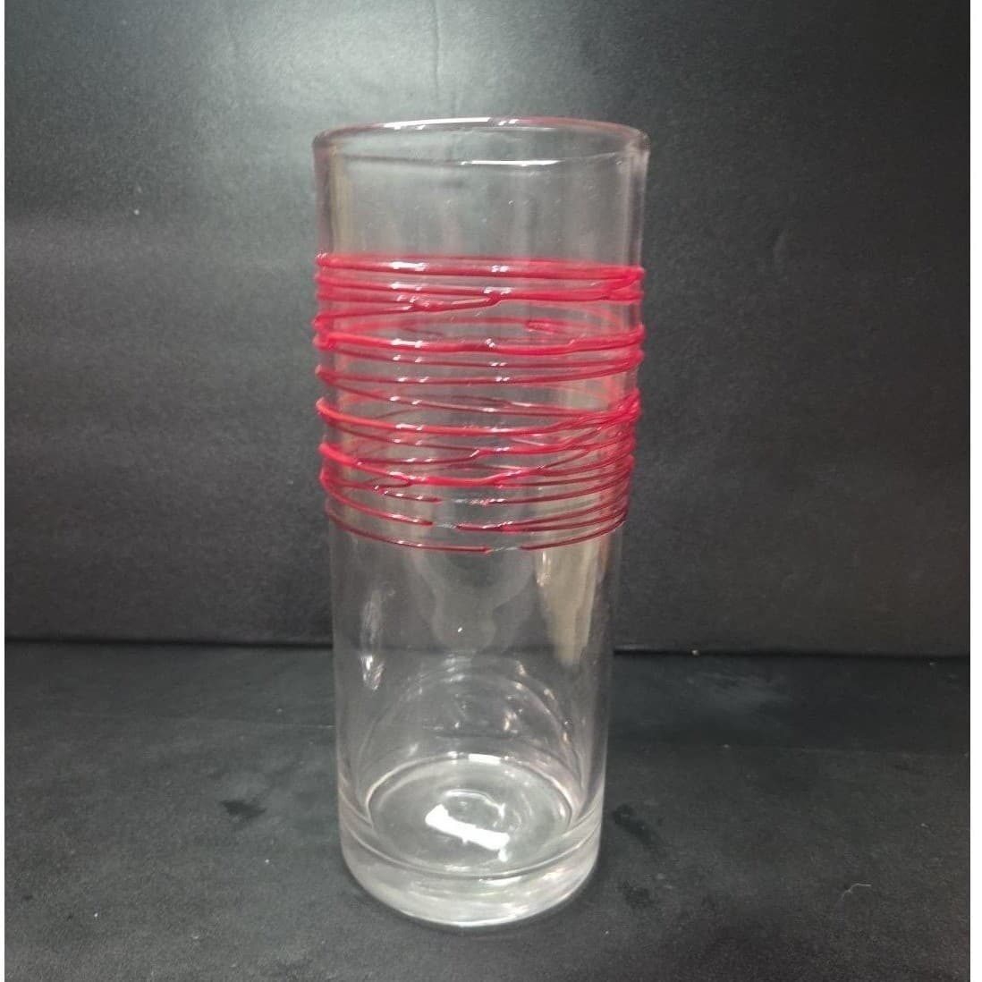 Pier 1 Imports Red Swirline Glass Vase, Vintage Handcrafted Flower Display, Flaw - Thumbnail 2