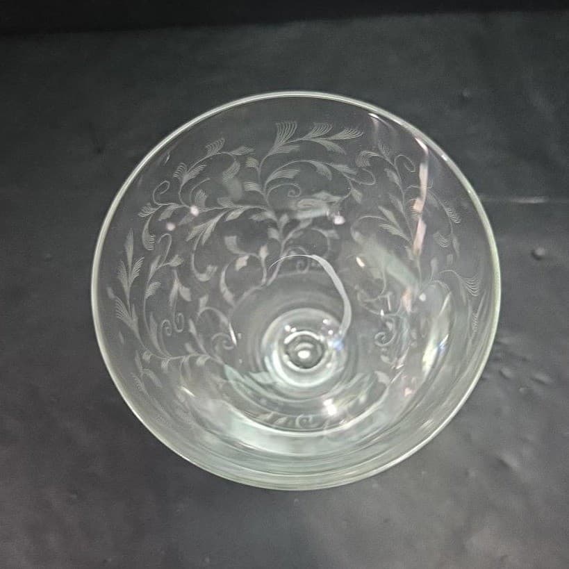 Leaf Etched Ice Tea Glass, Vintage Footed Water Goblet, Replacement Drinkware - Thumbnail 7