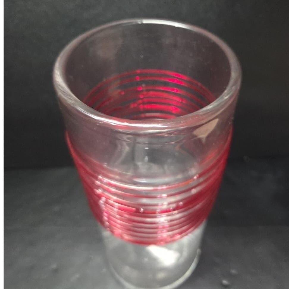 Pier 1 Imports Red Swirline Glass Vase, Vintage Handcrafted Flower Display - Thumbnail 6