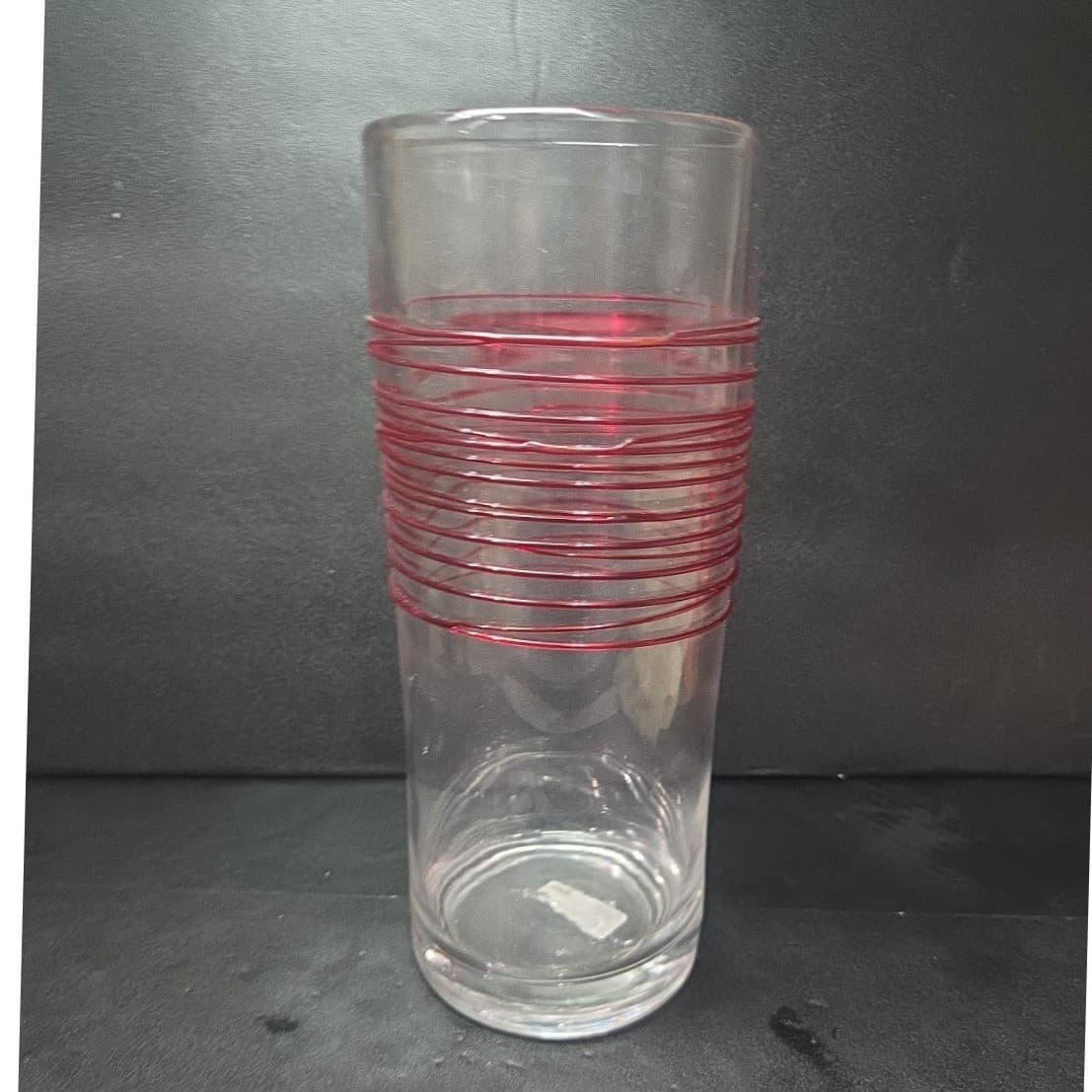 Pier 1 Imports Red Swirline Glass Vase, Vintage Handcrafted Flower Display - Thumbnail 5