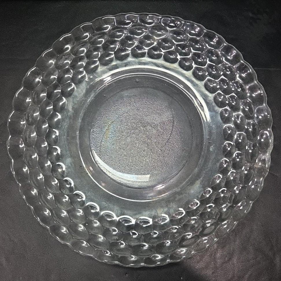 EAPG Bubble Clear Glass Chop Plate, Vtg Honeycomb Serving Platter, Centerpiece - Thumbnail 3