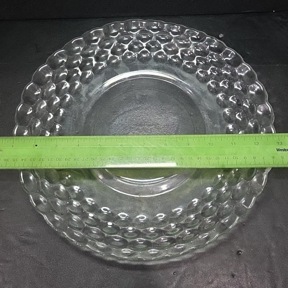 EAPG Bubble Clear Glass Chop Plate, Vtg Honeycomb Serving Platter, Centerpiece - Thumbnail 5
