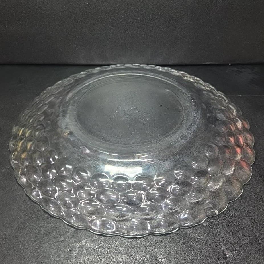 EAPG Bubble Clear Glass Chop Plate, Vtg Honeycomb Serving Platter, Centerpiece - Thumbnail 7
