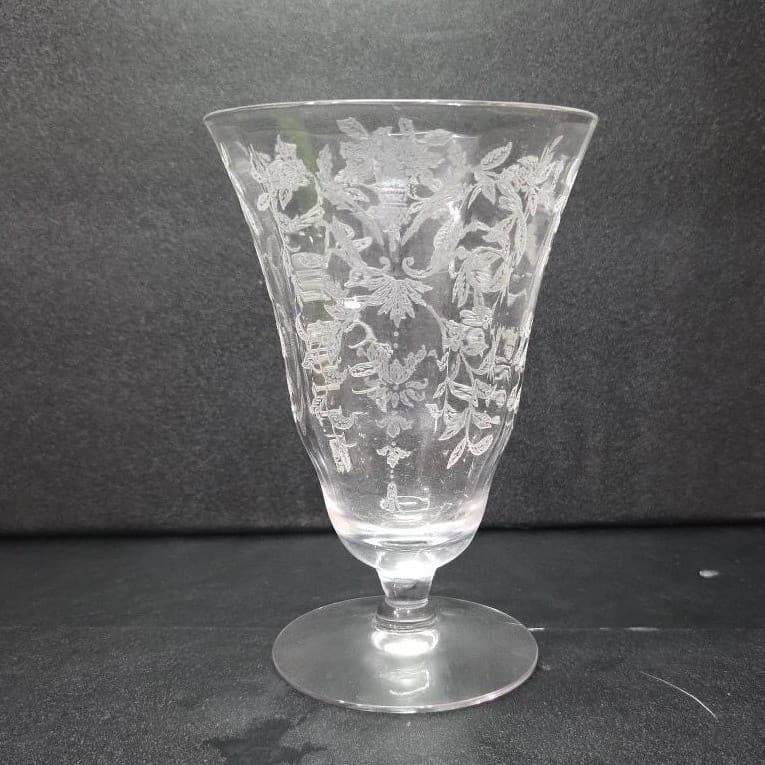 Morgantown Lace Bouquet Iced Tea Glass, Vintage Etched Floral Stemware Drinkware - Thumbnail 2
