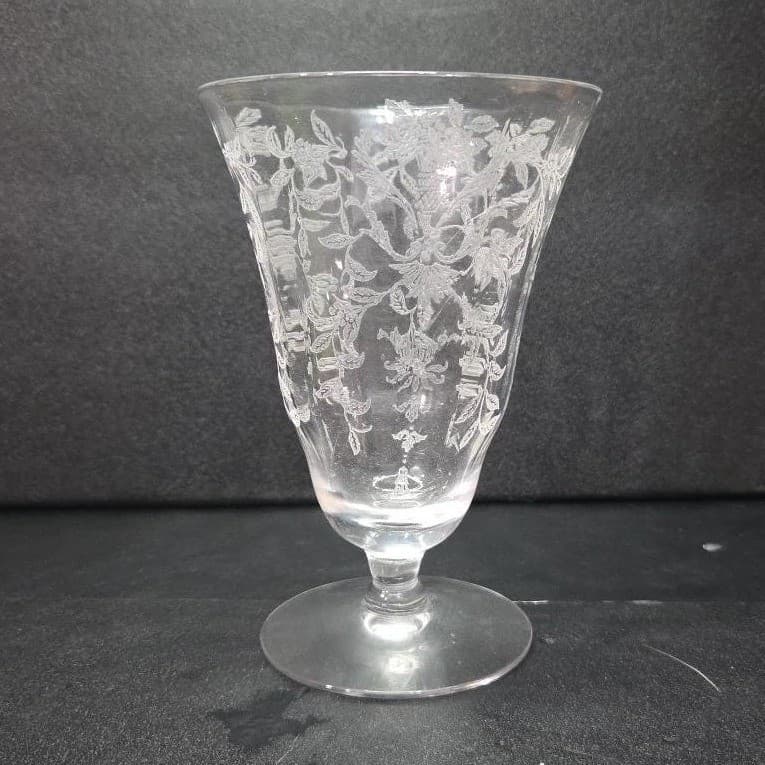 Morgantown Lace Bouquet Iced Tea Glass, Vintage Etched Floral Stemware Drinkware - Thumbnail 3