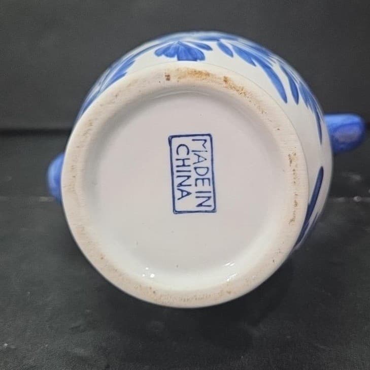 Cobalt Blue & White Floral Tea/Coffee Pot, Porcelain Double Gourd Shaped Carafe - Thumbnail 8