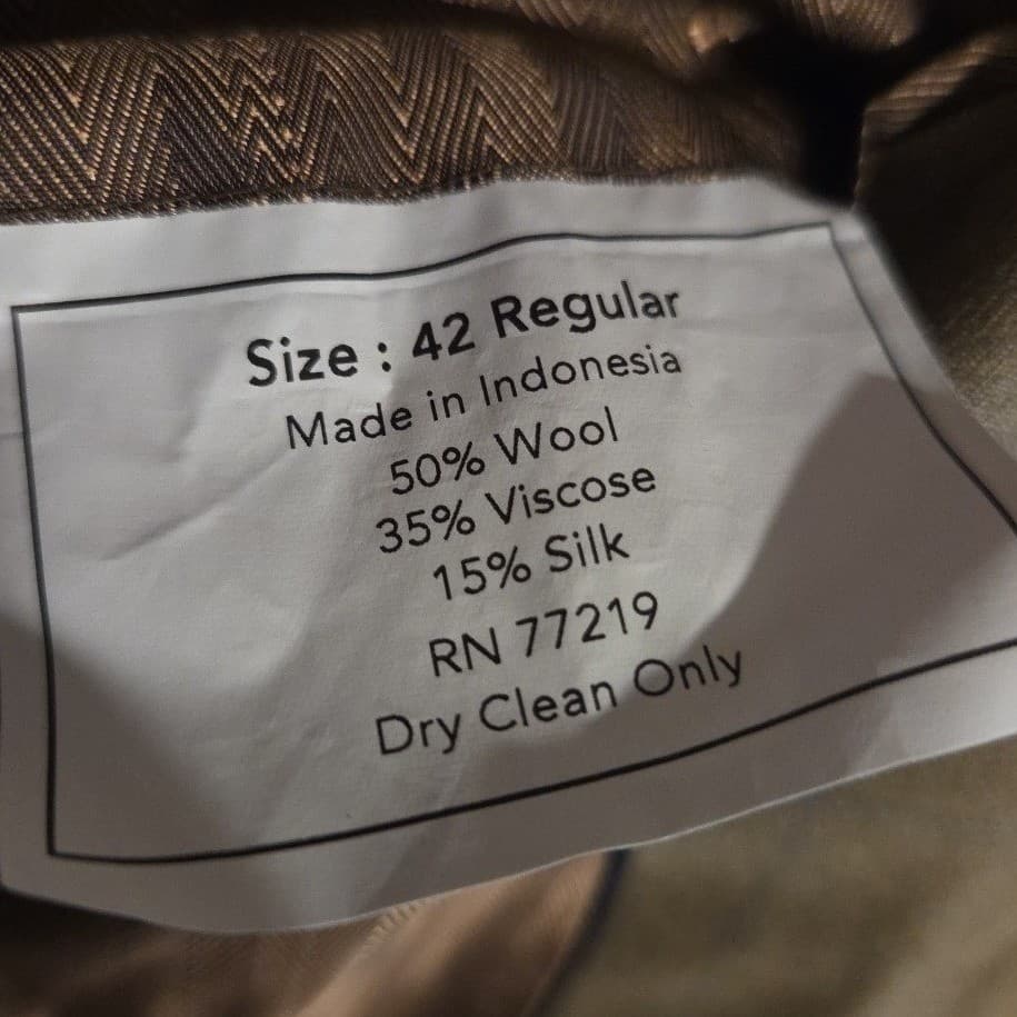 Joseph & Feiss Gold Plaid Brown Blazer, Men's 42R Sport Coat, Beige Jacket - Thumbnail 10